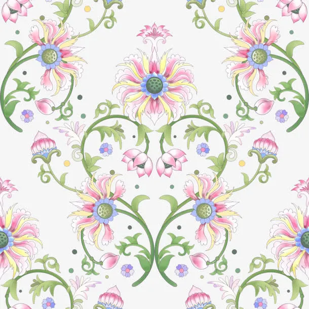 对称鲜花图案免抠