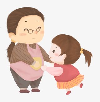 母亲节可爱卡通人物插图孩子与妈免抠