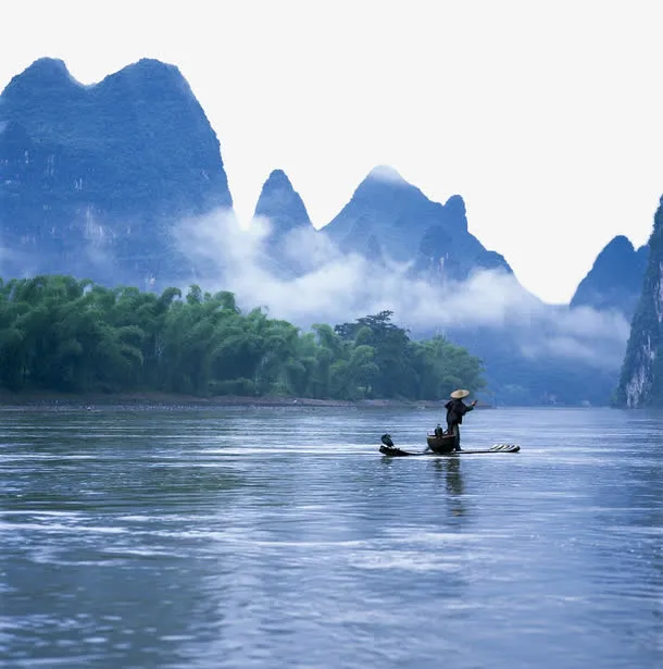 孤独的竹筏人免抠