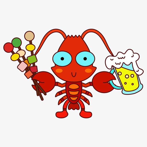 矢量卡通 小龙虾免抠