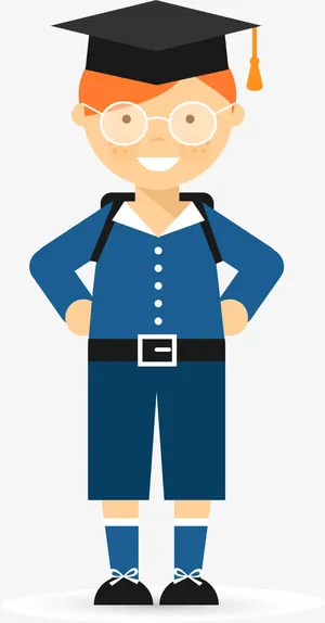 穿校服带博士帽的小学生免抠