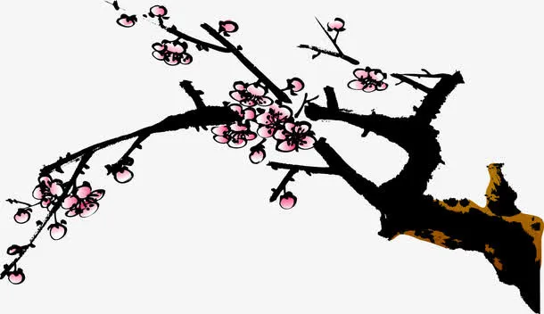 水墨梅花免抠