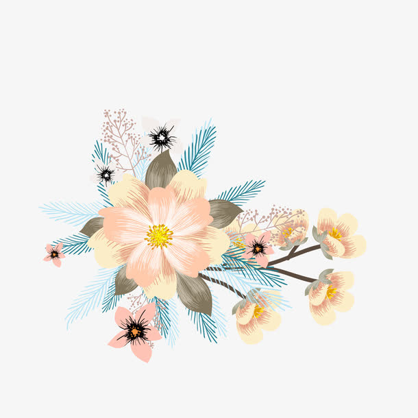 手绘好看的花卉免抠