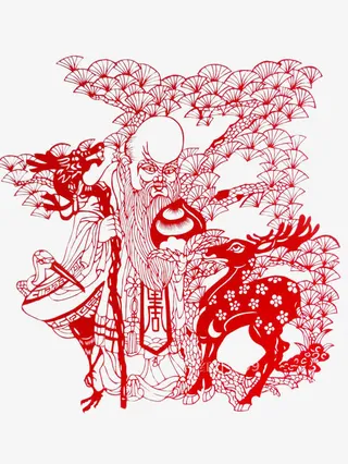 寿星图剪纸免抠