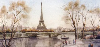 埃菲尔塔油画背景图高清