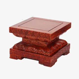 长方形底座莲花座台免抠