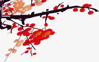 国画梅花图案免抠