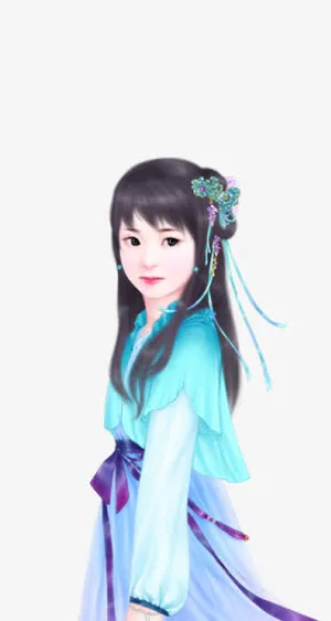 浅蓝常服少女免抠