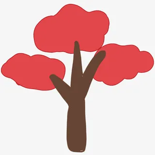 红色卡通小树木免抠