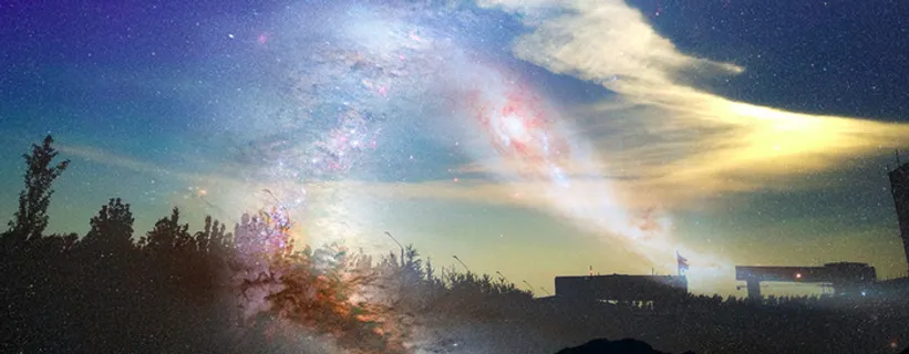 城市天空光晕极光海报高清