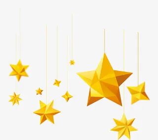 金色闪耀星星挂饰免抠