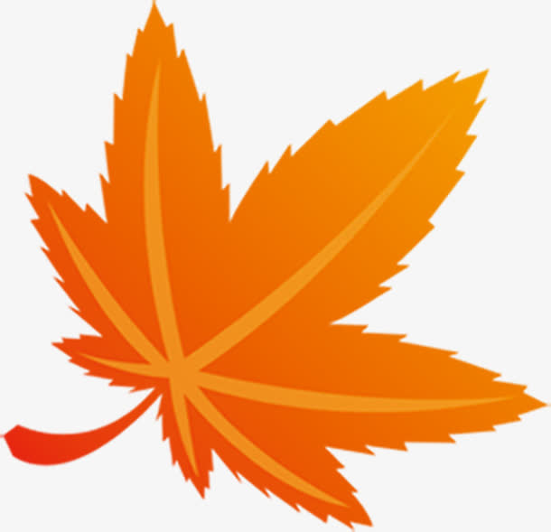 手绘黄色渐变枫叶装饰免抠