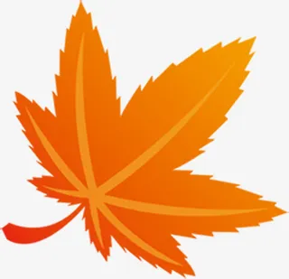 手绘黄色渐变枫叶装饰免抠