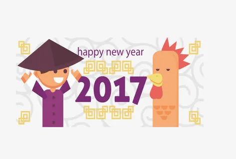 紫色可爱中国除夕海报免抠