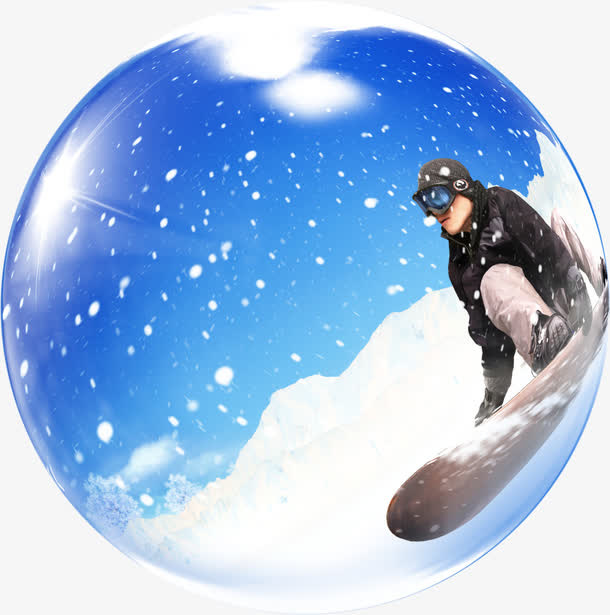 冬季滑雪雪景人物泡泡免抠