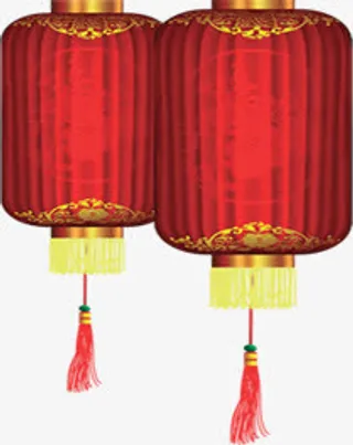 两个大红灯笼淘宝素材免抠