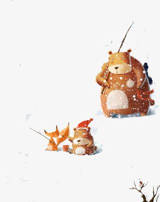 钓鱼的小熊和狐狸免抠