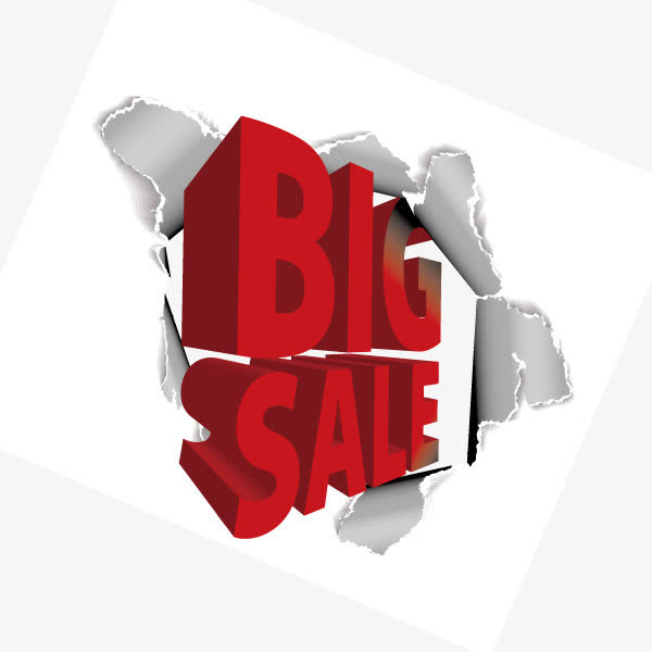 big sale 立体字 投影 红色  撕裂免抠