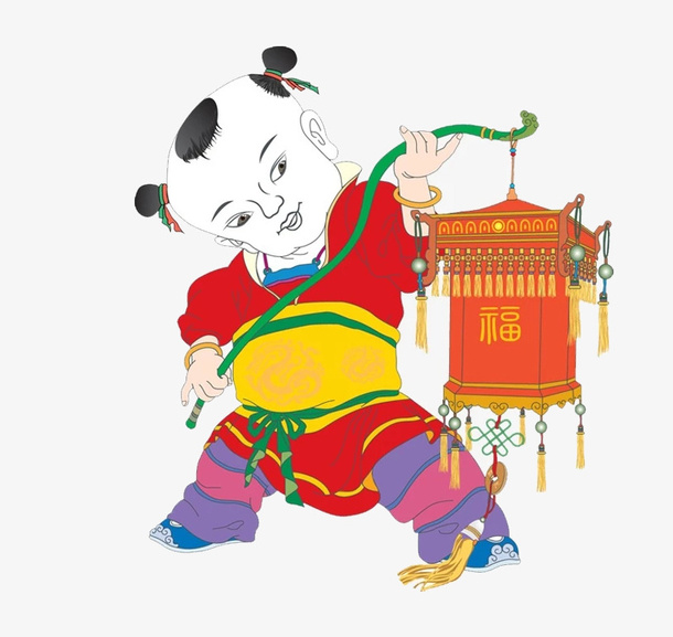 提灯笼的小孩免抠