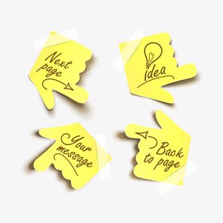 便签 黄色便签 手指 指示 粘免抠