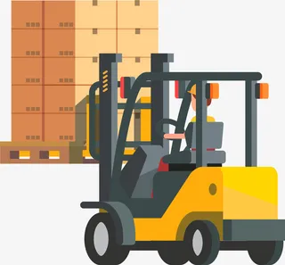 立体黄色叉车箱子免抠