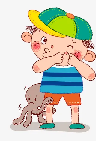 小男孩和小乌贼免抠