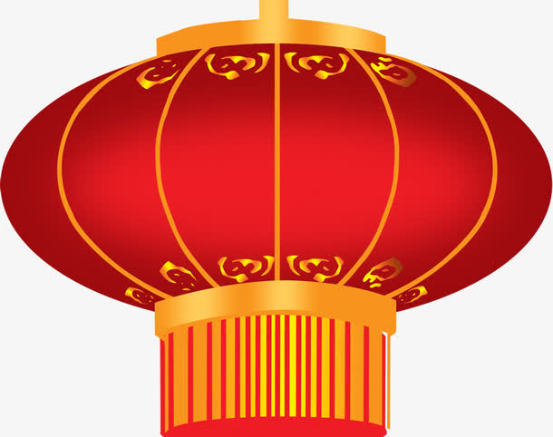 手绘红色新年喜庆灯笼装饰免抠