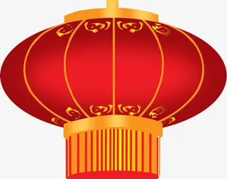 手绘红色新年喜庆灯笼装饰免抠