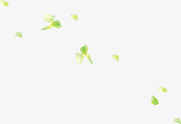 春天漂浮绿叶装饰免抠