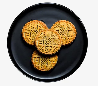 中秋月饼带盘子的月饼免抠