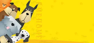 宠物美容卡通童趣黄色banner高清