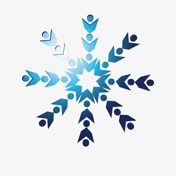 蓝色八角形雪花图标免抠