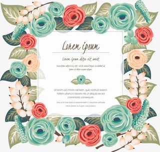 绿色矢量花草边框纹理免抠