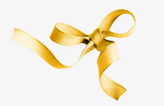 金色丝带蝴蝶结免抠