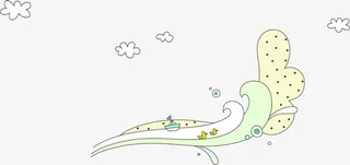 手绘彩色花纹云朵波浪免抠
