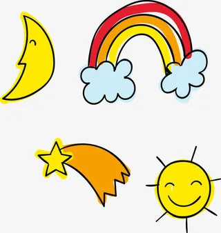 矢量月亮太阳星星免抠