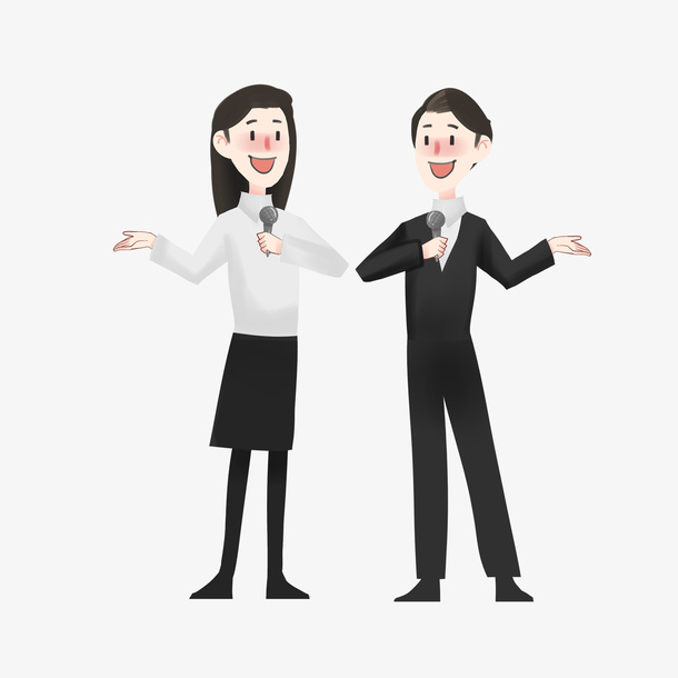 手绘寒假工作的主持人免抠