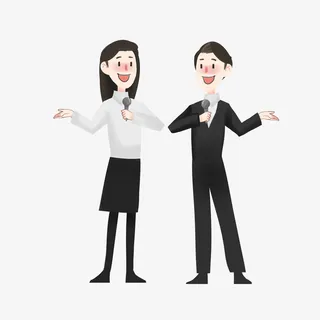 手绘寒假工作的主持人免抠