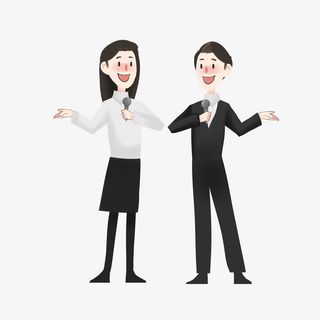 手绘寒假工作的主持人免抠