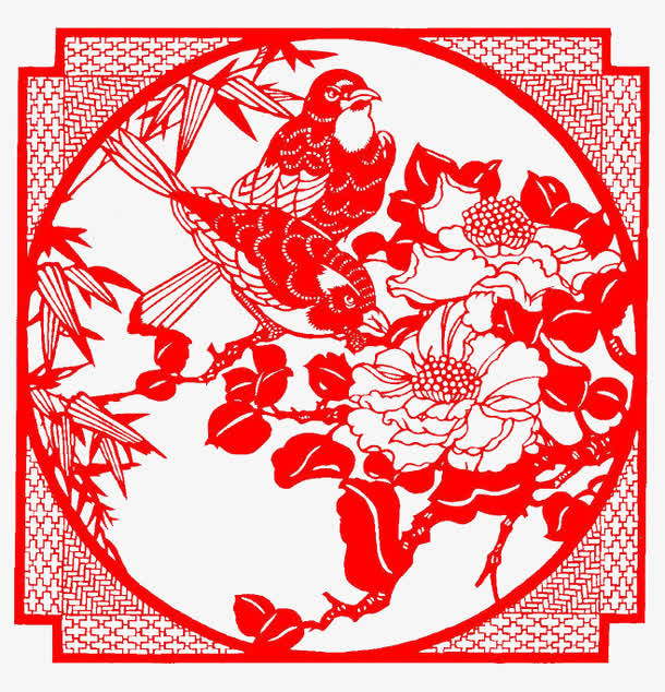 花鸟剪纸免抠