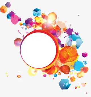 方形喷彩几何图免抠