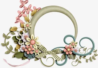 精美花朵花环修饰相框png图片素材免抠