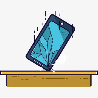 手绘手机屏幕跌碎免抠