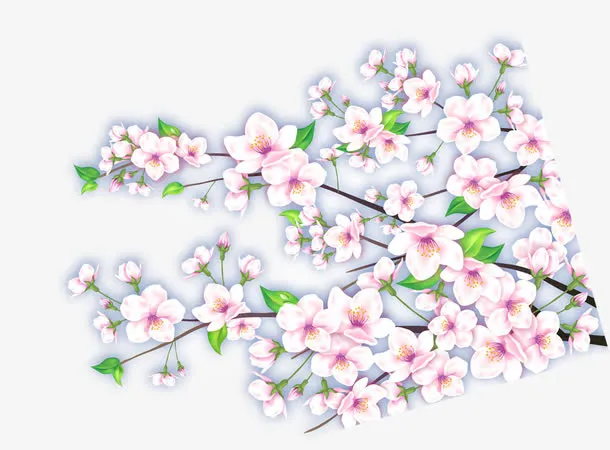 粉色桃花手绘装饰图案免抠