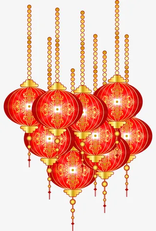 春节红色灯笼挂饰免抠