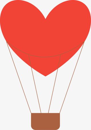 红色卡通爱心热气球免抠