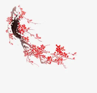 手绘中国风梅花花纹素材免抠