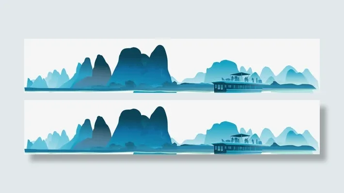湖光山色矢量素材免抠
