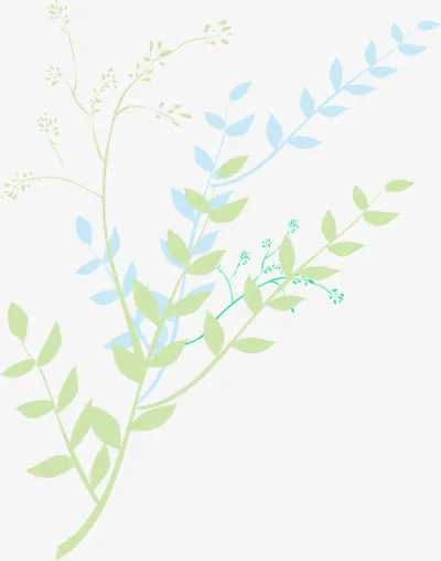春季蓝绿色树叶纹理免抠