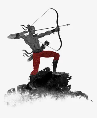 水墨后羿射箭装饰免抠